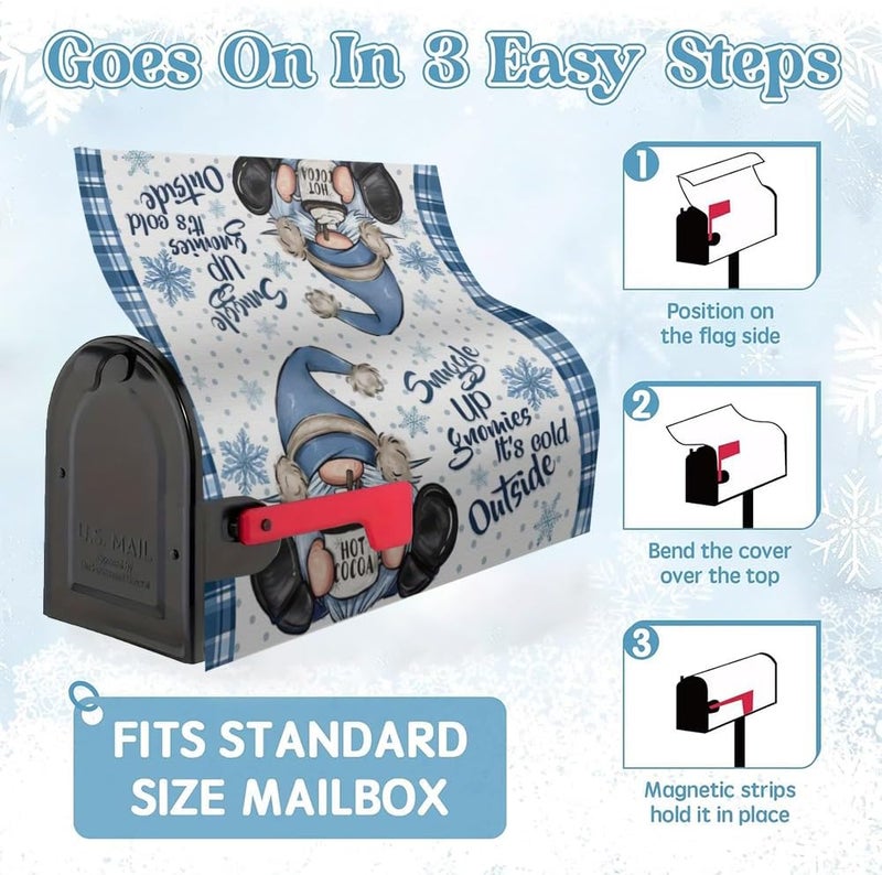 VBXNT Store Cartoon Santa Claus themed mailbox cover, magnetic waterproof mailbox packaging 18x21 inches standard size, snow oxford cloth mailbox decoration for Christmas, Thanksgiving, winter outdoor garden - Image 4